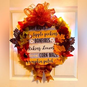 SOLD!!!Handmade Fall Wreath w/lights!